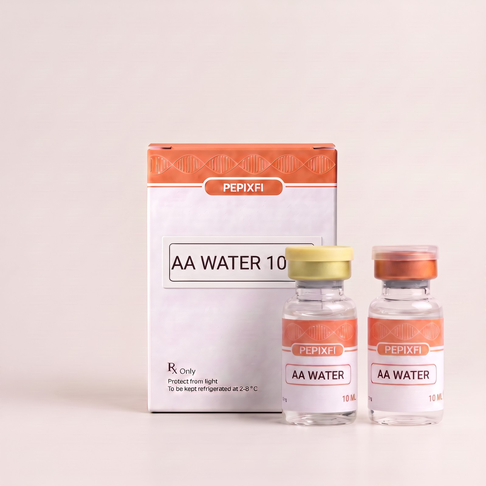 AA-vatten 10 ml — förpackning och två vialer surgjort spädningsvatten, Pepixfi