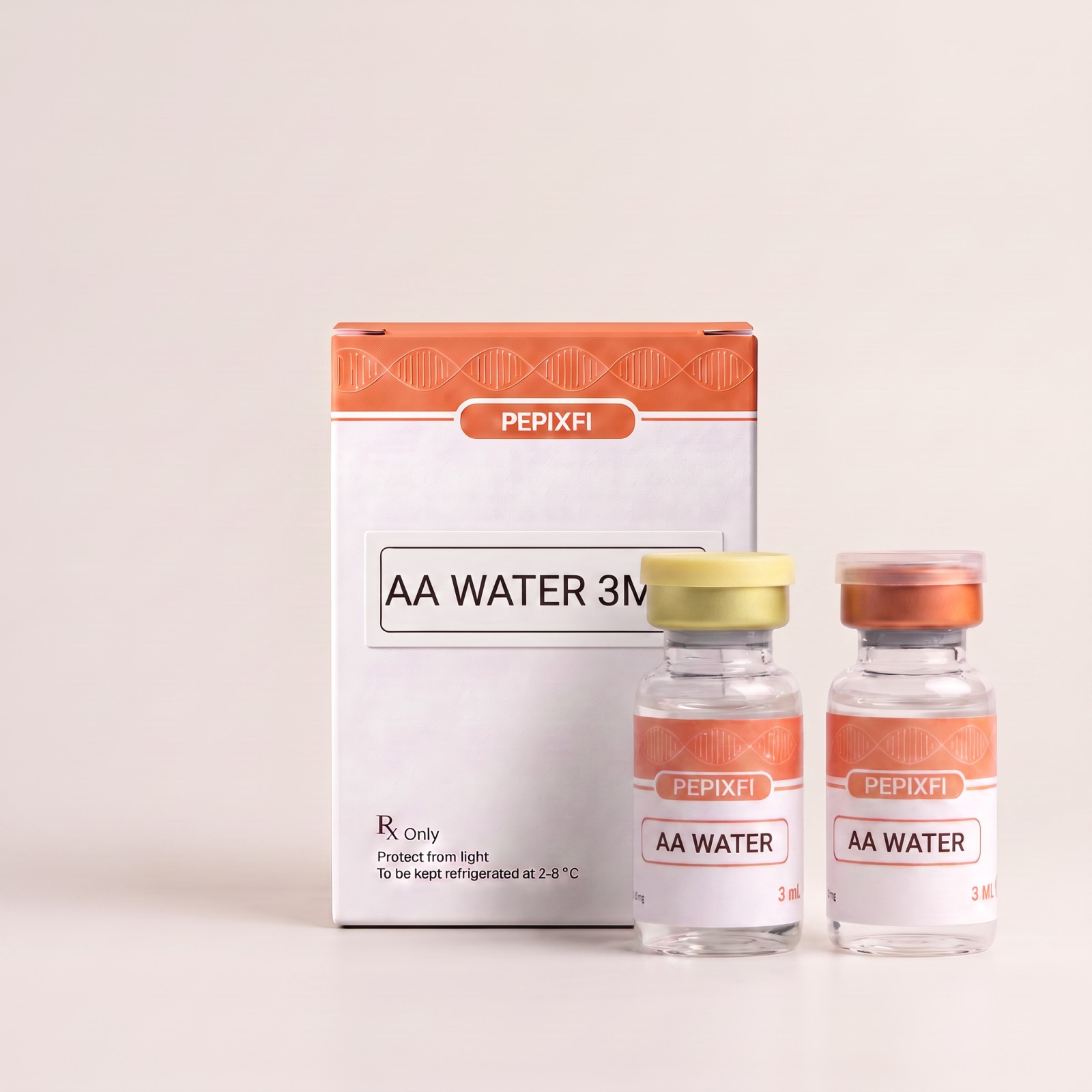 AA-vatten 3 ml — förpackning och två vialer surgjort spädningsvatten, Pepixfi