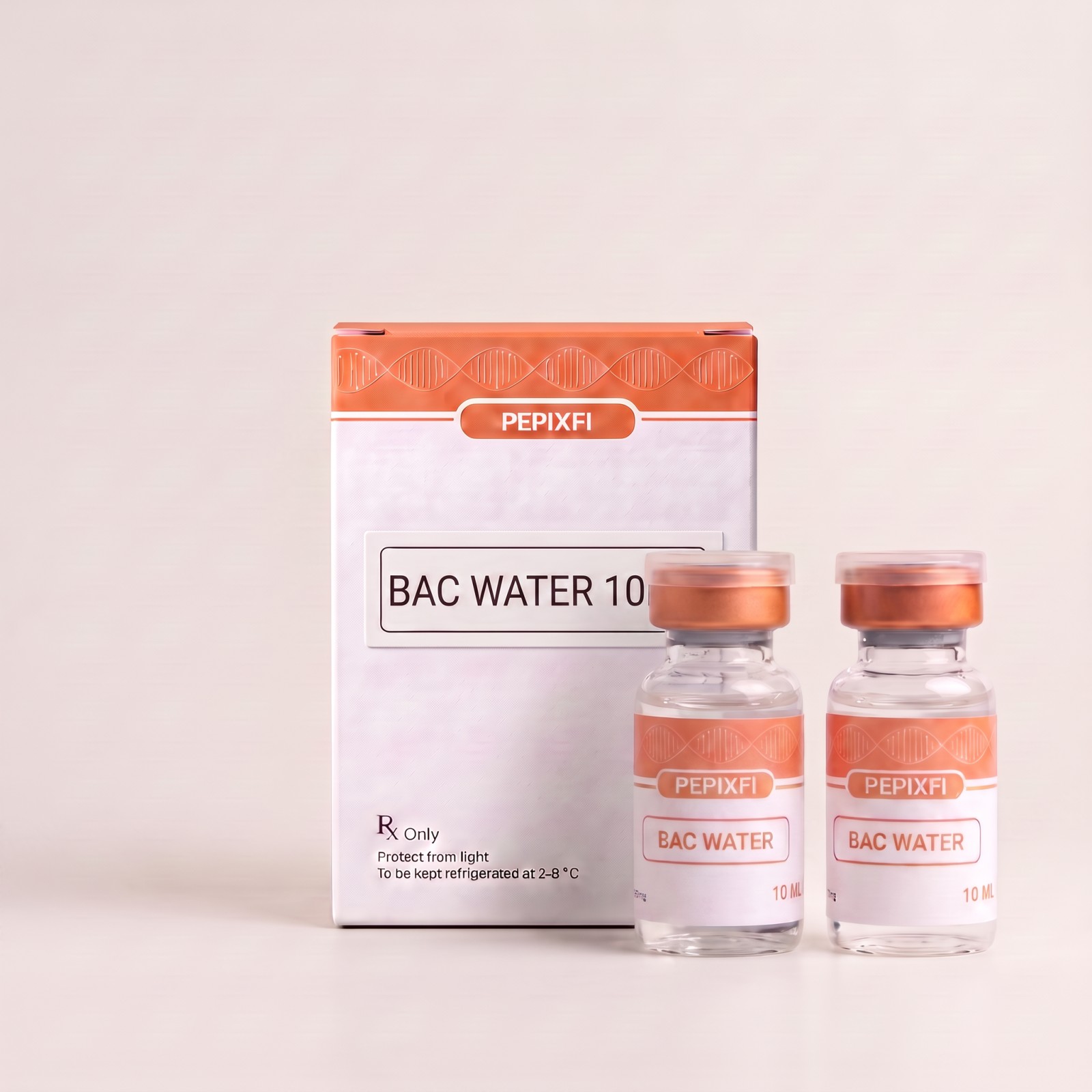 BAC-vatten 10 ml — förpackning och två vialer bakteriostatiskt vatten, Pepixfi