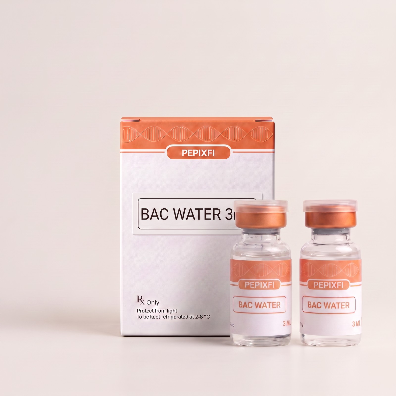 BAC-vatten 3 ml — förpackning och två vialer bakteriostatiskt vatten, Pepixfi