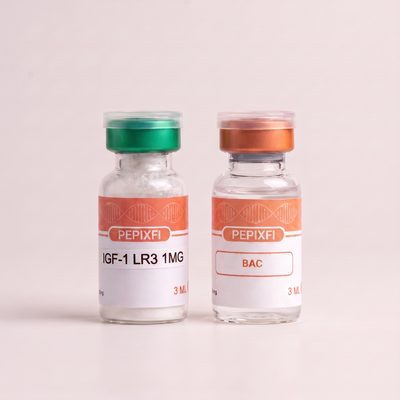 IGF-1 LR3 1mg — vialen och BAC-vattnet sida vid sida