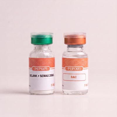 Selank + Semax 20mg — vialen och BAC-vattnet sida vid sida