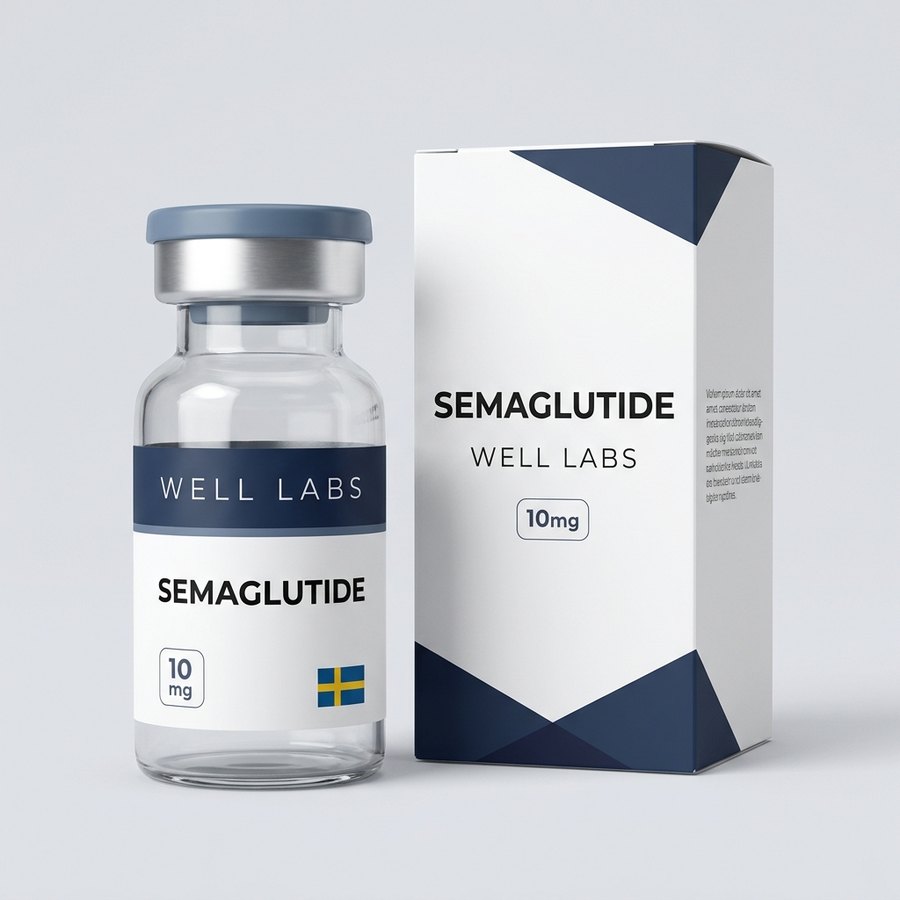 Semaglutide Vial 10mg — vial och BAC-vatten, förpackning från Pepixfi