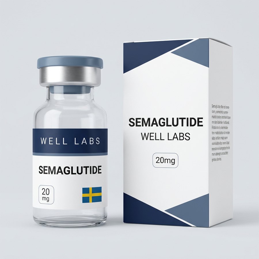 Semaglutide Vial 20mg — vial och BAC-vatten, förpackning från Pepixfi
